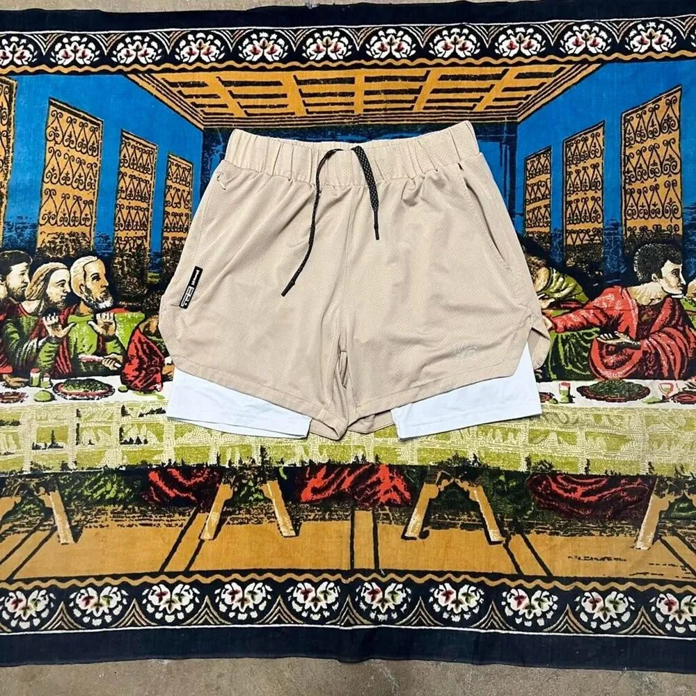 YoungLa cream mesh shorts Size medium 4